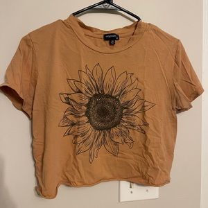 COPY - Originality orange sunflower tee shirt, crop top, size medium.